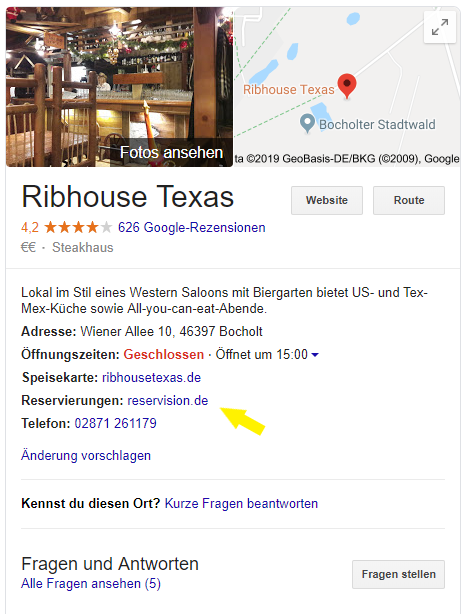 Online Tischreservierung Reservision Ribhouse Texas