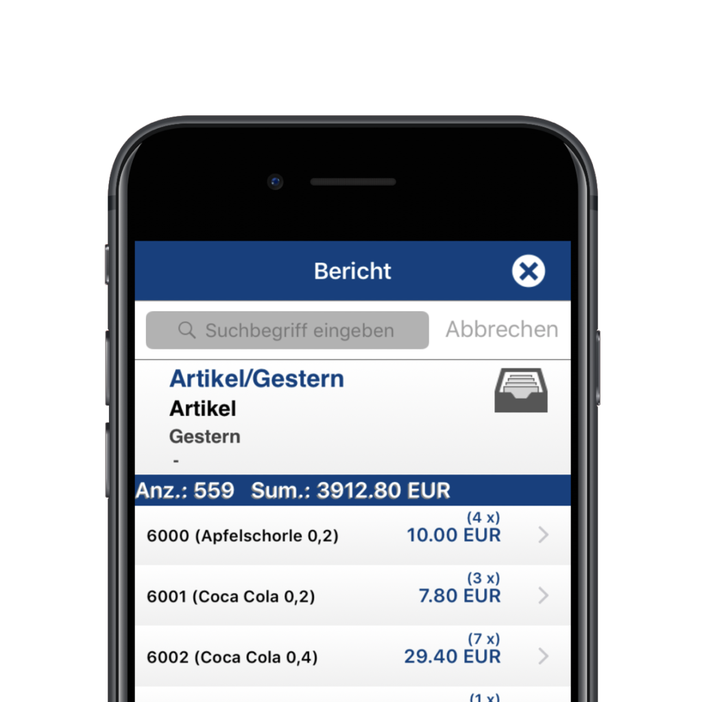 Matrix POS App für die Verwaltung